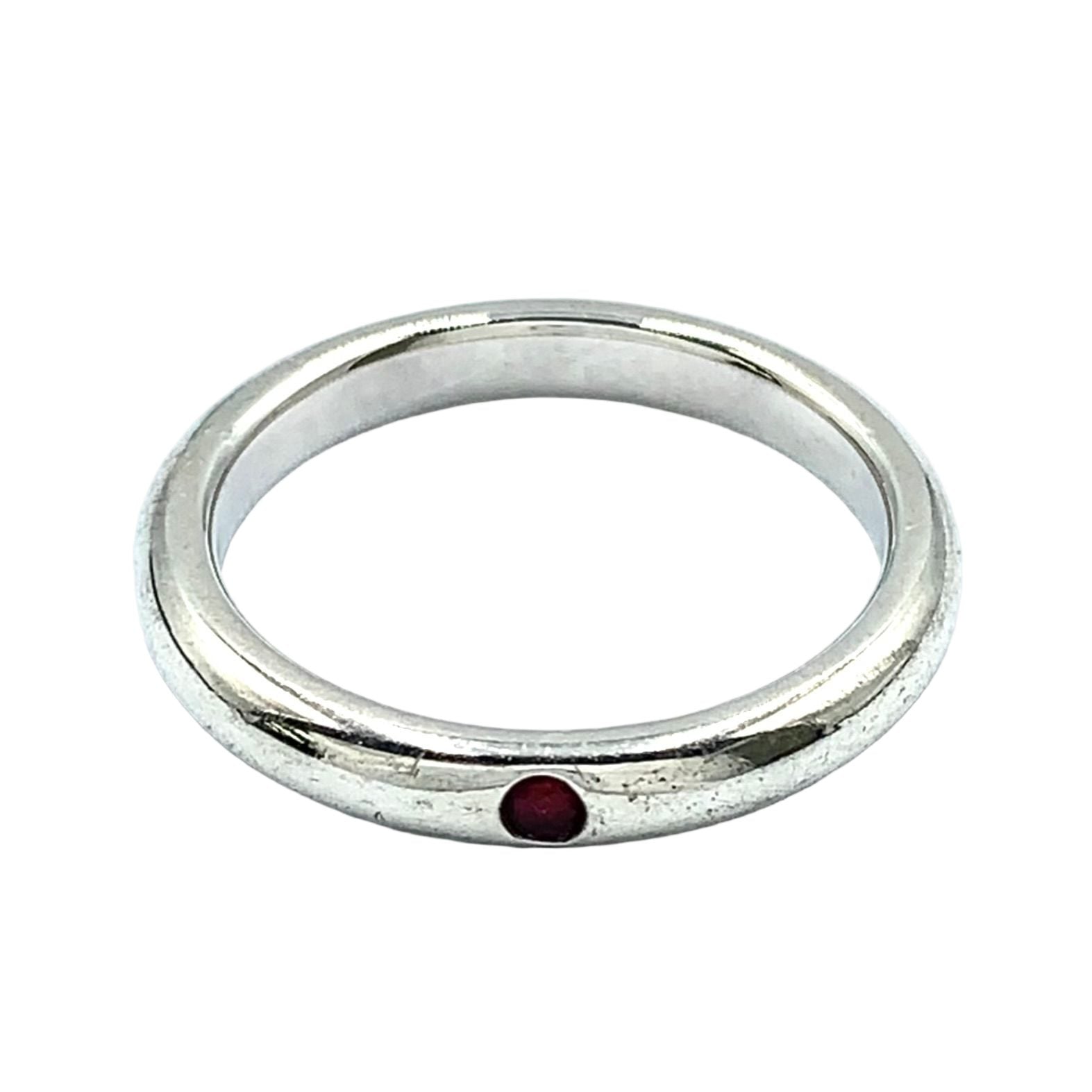 Tiffany & Co Stacking Band Ruby Silver Red Ring