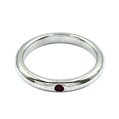 Tiffany & Co Stacking Band Ruby Silver Red Ring