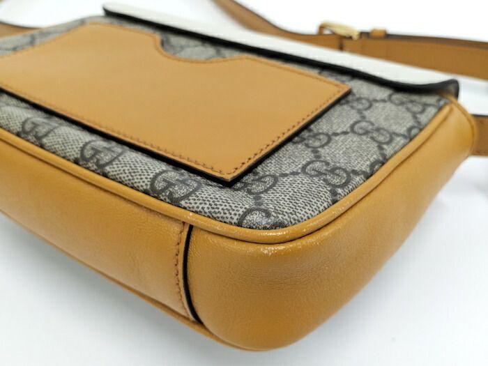 Gucci Shoulder Bag GG Supreme Beige Mustard White 658487