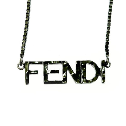Fendi Metal Logo Necklace Black 414176 Necklace