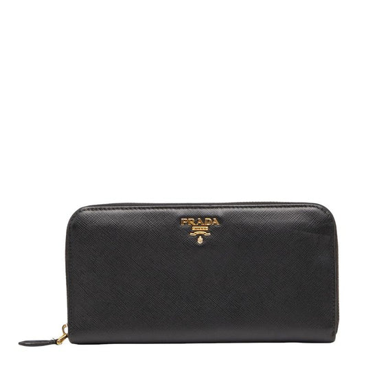 Plat Da Round Zipper Long Wallet 1ml506 Pink Saffiano Leather Women Prada
