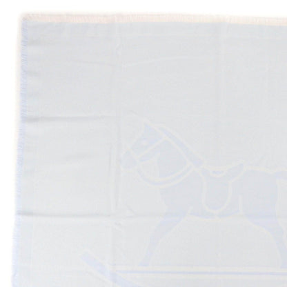 Hermes Wool Baby with Fringe Shawl Light Blue Scarf — view 3