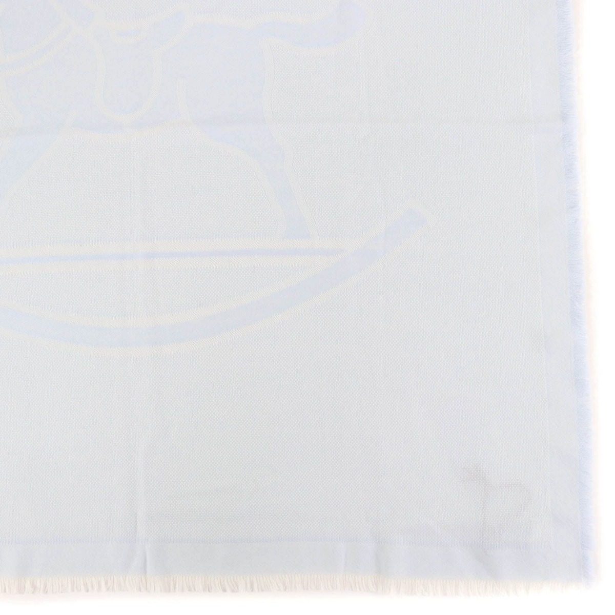 Hermes Wool Baby with Fringe Shawl Light Blue Scarf — view 5