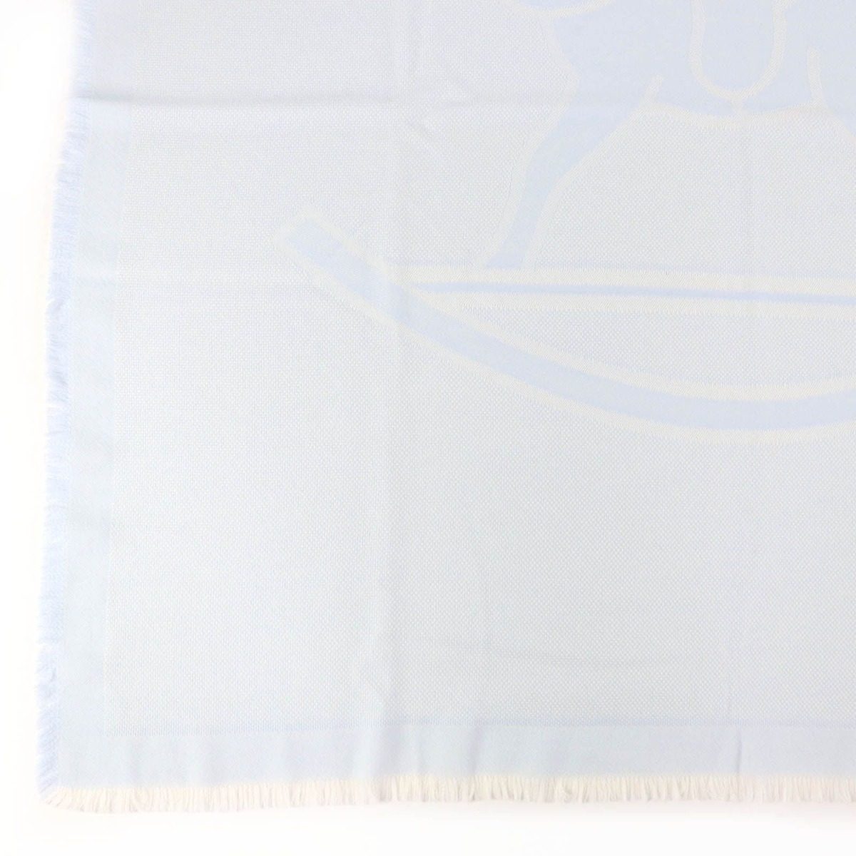 Hermes Wool Baby with Fringe Shawl Light Blue Scarf — view 6