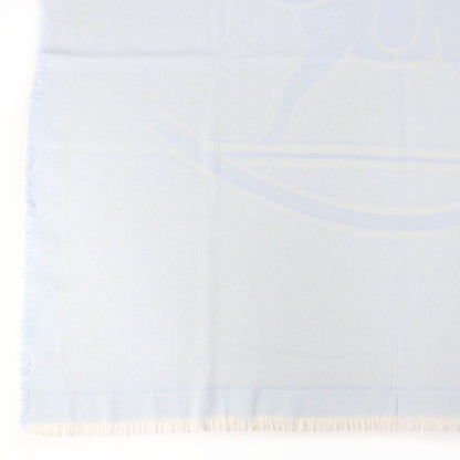Hermes Wool Baby with Fringe Shawl Light Blue Scarf — view 6