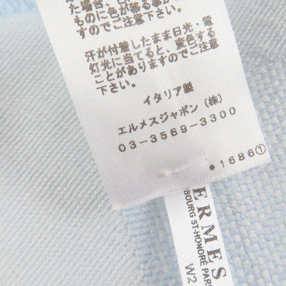 Hermes Wool Baby with Fringe Shawl Light Blue Scarf — view 9