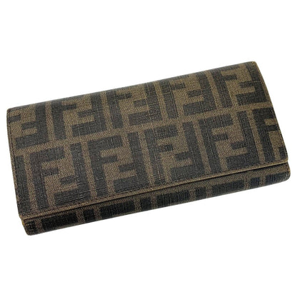 Fendi Zucca 8m0065 Brown Trifold Long Wallet Men's Women's