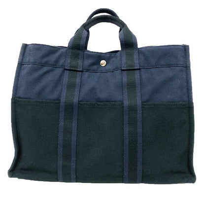 Hermes Fourre Tout MM Tote Bag Canvas Navy Black