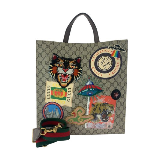 Gucci Embroidery Courier Applique Beige Multicolor GG Supreme Canvas 474084