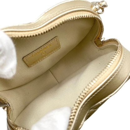 Chanel Shoulder Bag Heart Chain Ap2784 Matelasse Coco Mark Lambskin Metallic