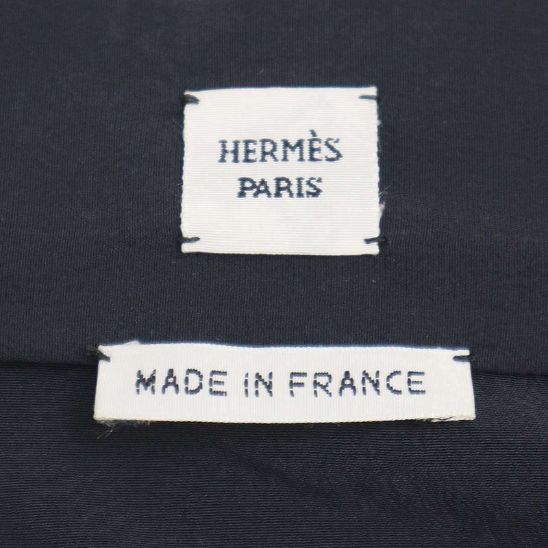 Hermes 2018 Resort Embroidery V-Neck Pullover Blouse Navy 42