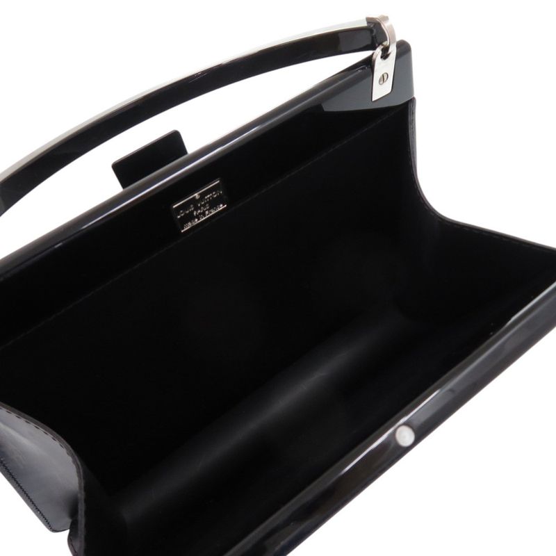 Louis Vuitton Plastic Leather Black Silver Hardware LV Black Handbag 0745 Louis