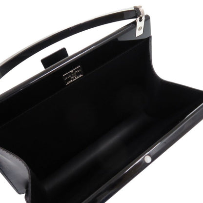 Louis Vuitton Plastic Leather Black Silver Hardware LV Black Handbag 0745 Louis