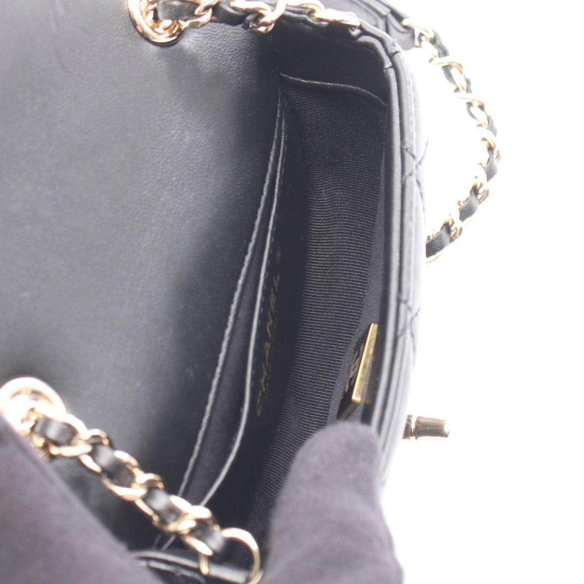 Chanel Shoulder Bag Quilted Mini Black Leather Chain — view 3