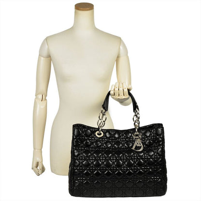 Dior Lady Dior Tote Bag Leather Black Silver Hardware