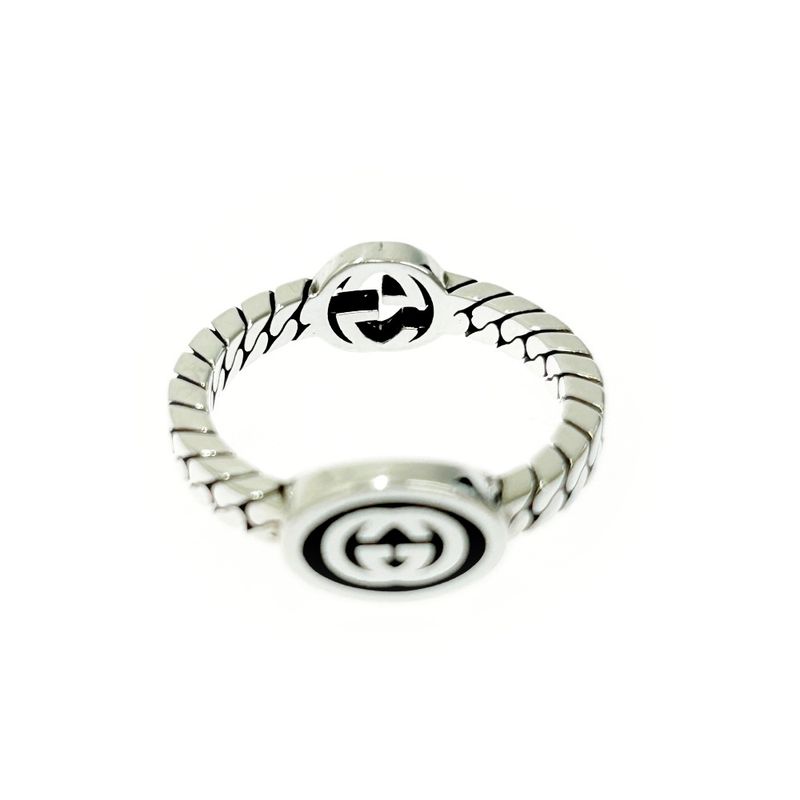Gucci Silver Interlocking G Ring 3.3g 925 Engraved 399847 Ring