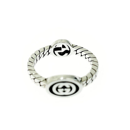 Gucci Silver Interlocking G Ring 3.3g 925 Engraved 399847 Ring
