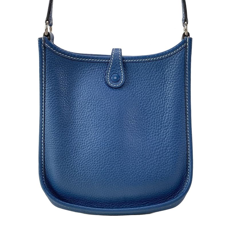 Hermes Shoulder Bag Evelyn TPM Blue Silver Hardware