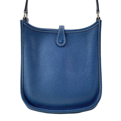 Hermes Shoulder Bag Evelyn TPM Blue Silver Hardware