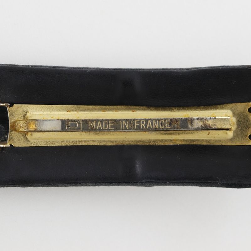 Chanel Coco Mark Suede And Gold Plated Black Women's Barrette