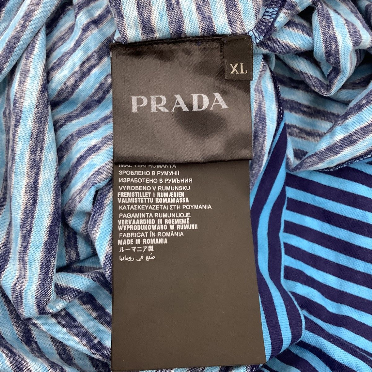 Prada Men's Long Sleeve Cut and Sewn Long T-Shirt Suze XL Blue