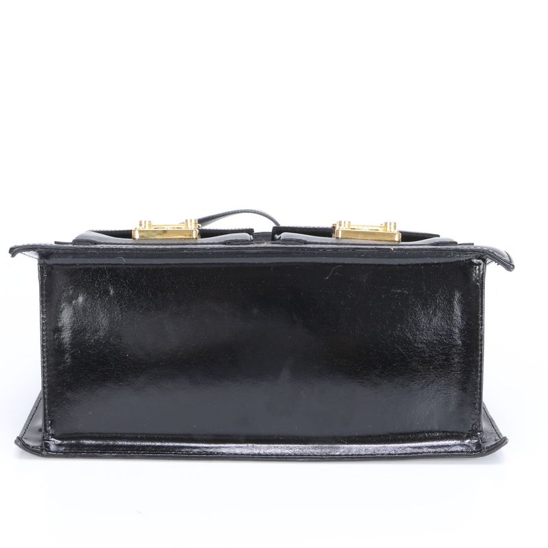 Fendi Leather 2WAY Shoulder Bag Crossbody Hand Tote Black Gold Hardware Women's