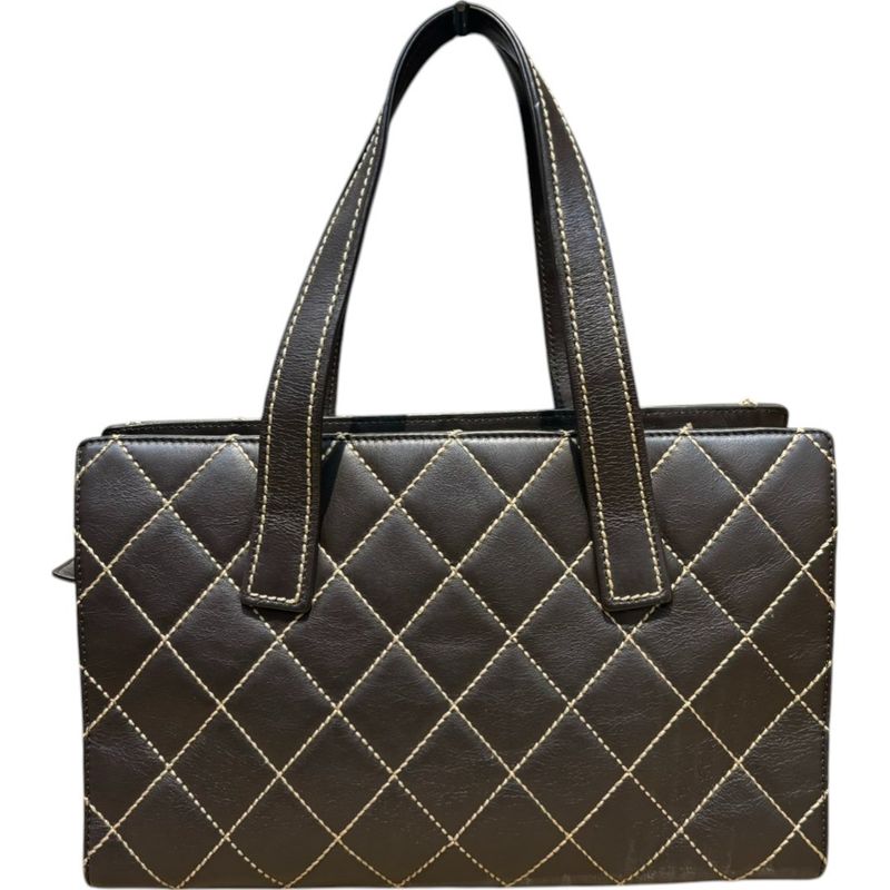 Chanel ⑤ 2004's Wild Stitch Leather Handbag Ladies Brown