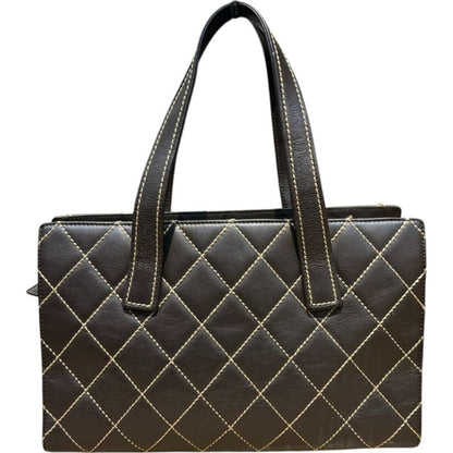Chanel ⑤ 2004's Wild Stitch Leather Handbag Ladies Brown