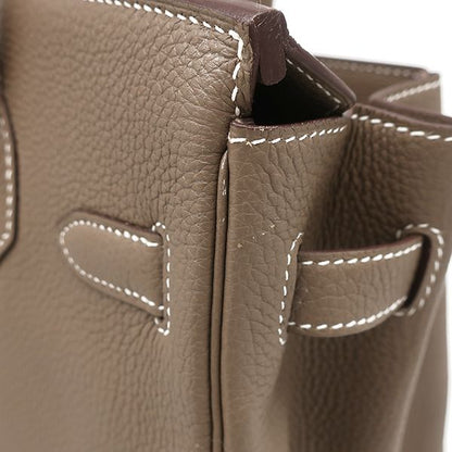 Hermes Handbag Birkin 30 Togo Etoupe Silver Hardware Glazed with Recolor