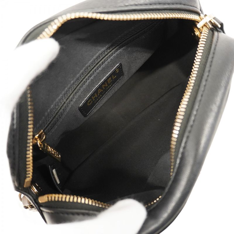 Chanel Shoulder Bag Matelasse Lambskin Black Chien Pan Gold Hardware Women