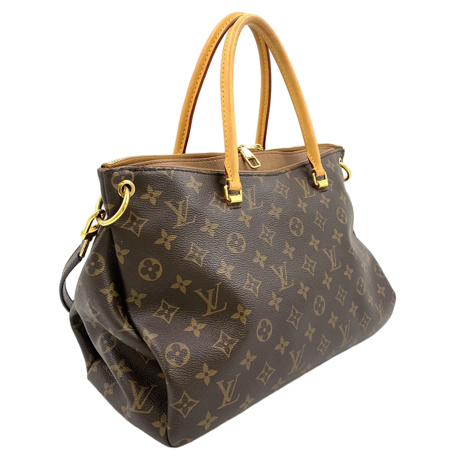 Louis Vuitton Monogram Pallas 2-Way Shoulder Leather Brown Handbag Gold — view 2