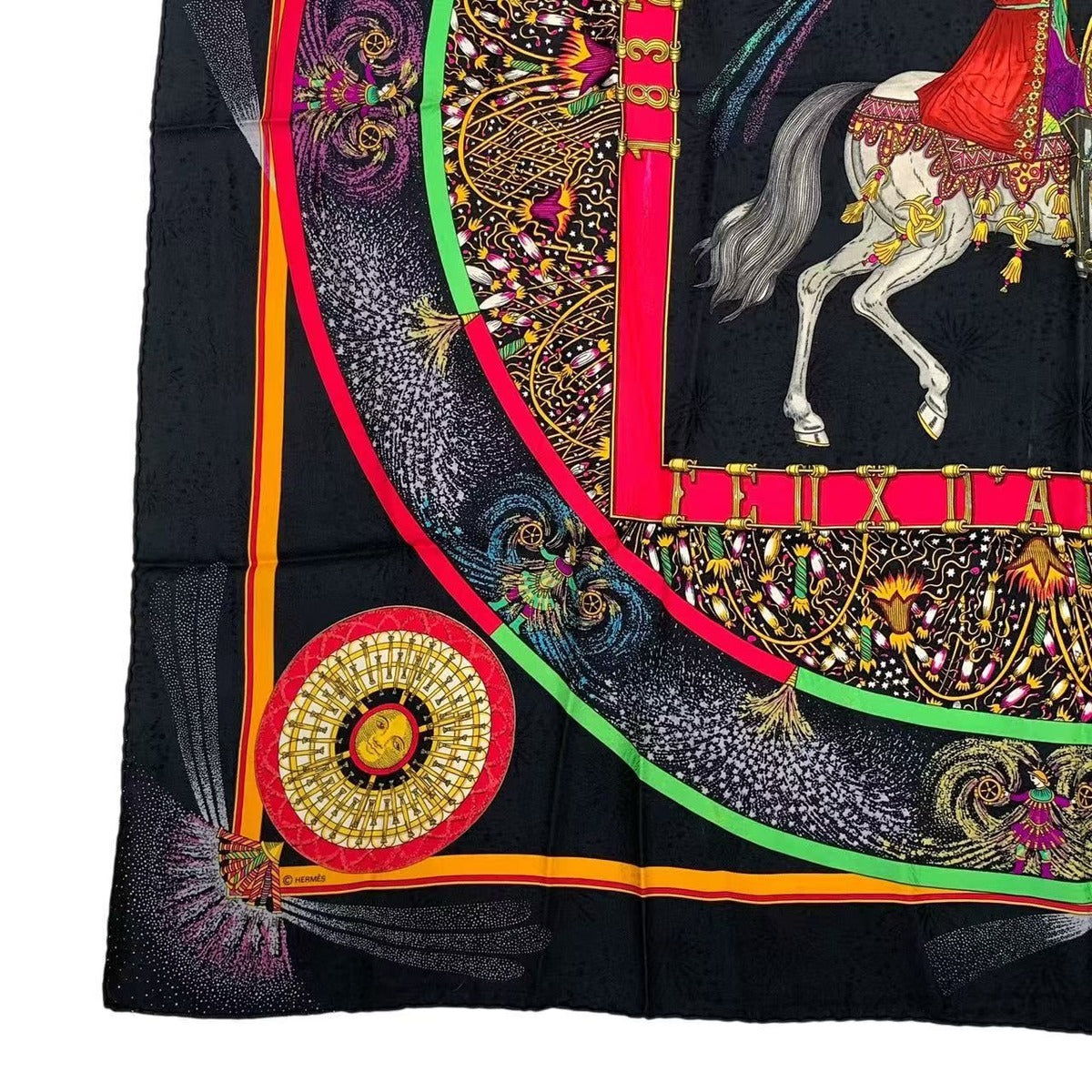 Hermes Scarf Silk Carre 90 Feux D'artifice Black — view 4