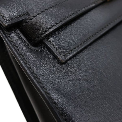 Hermes 2way Bag Mini Kerry Doe Outer Stitch Box Calf Black Gold Hardware Black