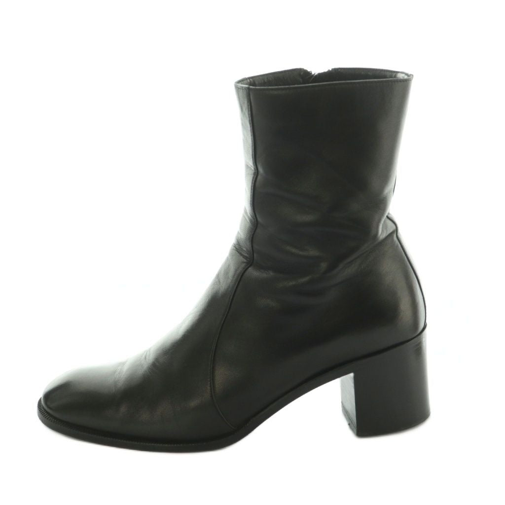 Hermes Short Boots Side Zip Chunky Heel 36 Black