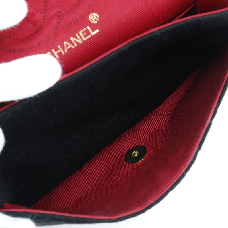 Chanel Chain Shoulder Matelasse Double Flap Jersey Black Women's Shoulder Bag