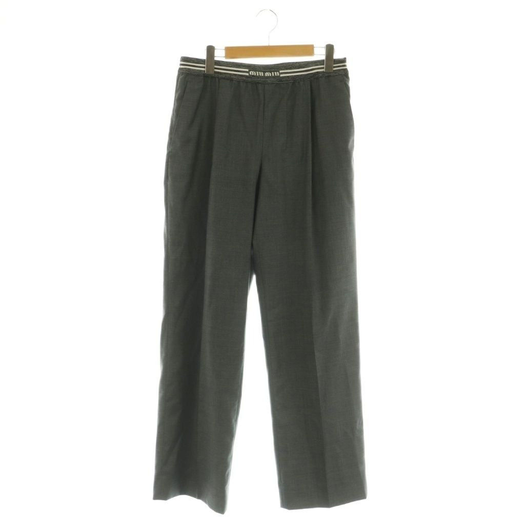 Miu Miu Waist Logo Virgin Louis e Pants Straight 36 Gray