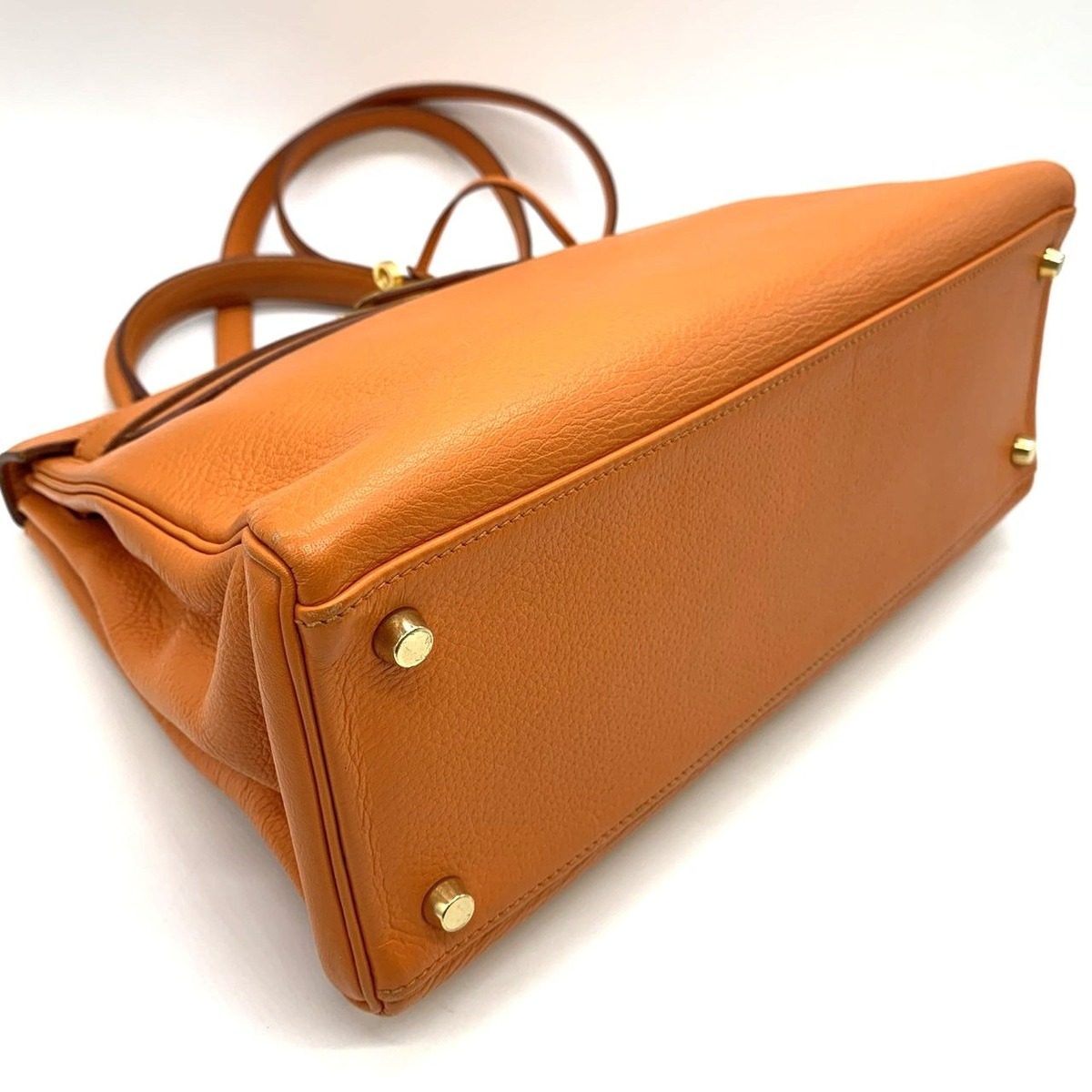Hermes Kelly 32 Handbag Retourne Taurillon Clemence Orange Gold — view 3