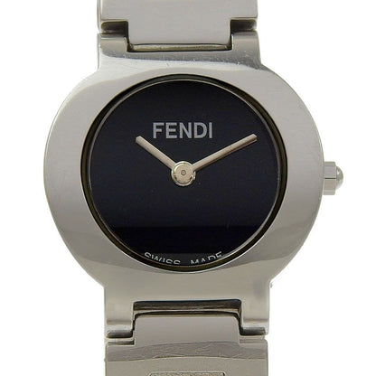 Fendi Orologi Stainless Steel Quartz Analog Display Black Dial Watch