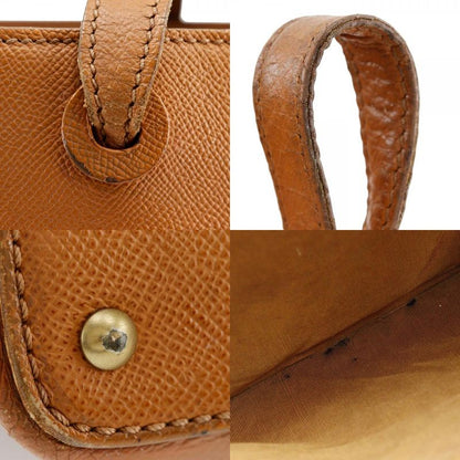 Chanel Logo Charm Leather Brown Women's Tote Bag