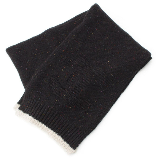 Chanel Cashmere Silk CC Logo Mixed Color Nep Knit Scarf Black