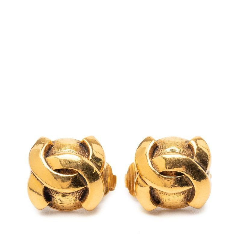 Chanel CC Logo Earrings Gold Plated