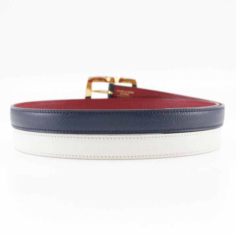 Hermes Reversible Courchevel X Swift Blue Indigo/rouge Vif 0X Women's Belt