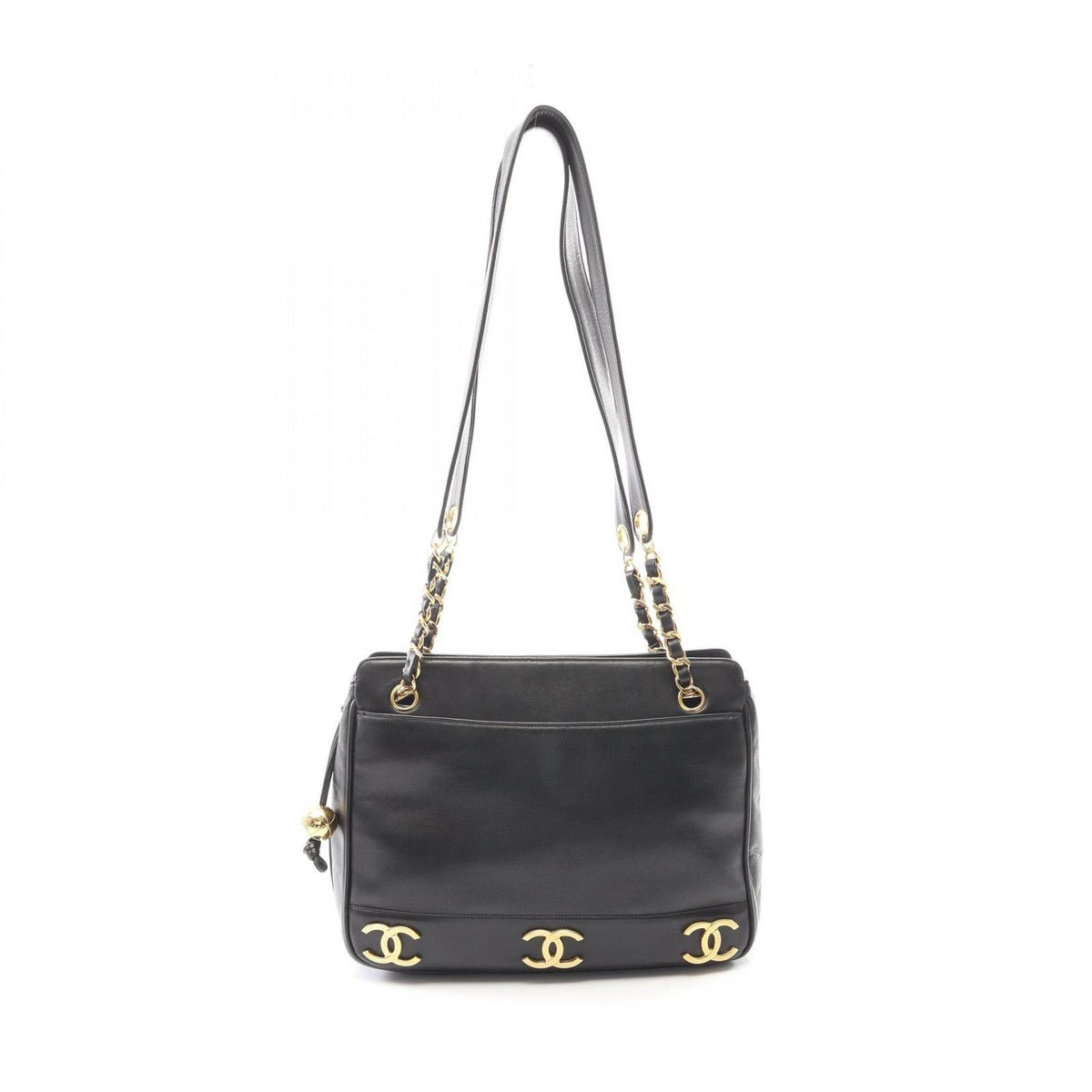 Chanel Tote Triple CC Logo Black Lambskin Coco