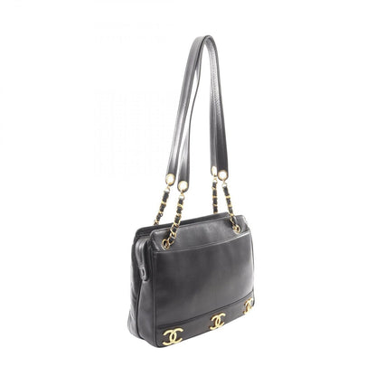 Chanel Tote Triple CC Logo Black Lambskin Coco — view 2