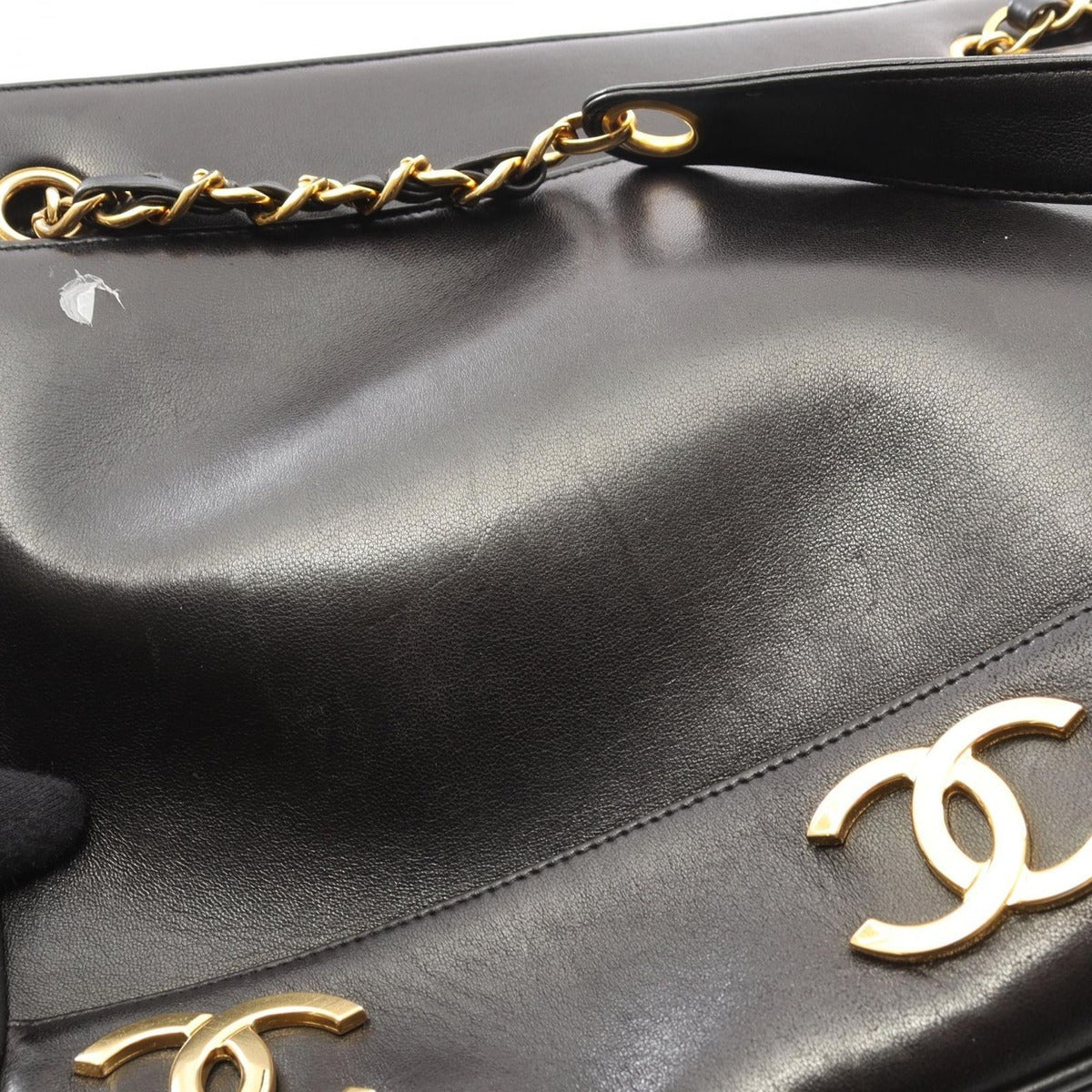 Chanel Tote Triple CC Logo Black Lambskin Coco — view 10