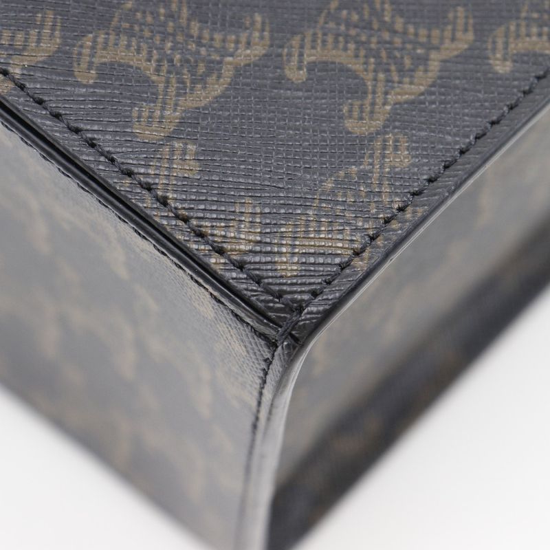 Celine Strap Box Triomphe 197142bzj PVC Black/brown Ladies Handbag