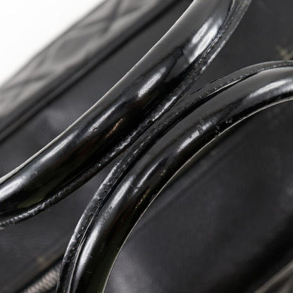 Chanel Matelasse Logo Caviar Skin And Enamel Black Women's Boston Bag