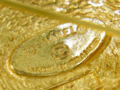 Authentic Chanel Coco Mark Matelasse Brooch GP Gold Plated Matelasse Accessories