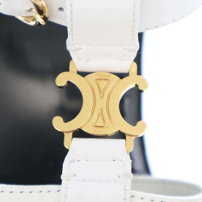 Celine Clea Cles a Triomphe Gladiator Sandals White Black 36