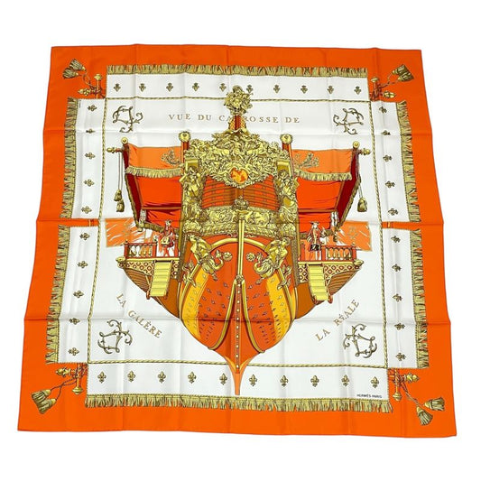 Hermes Carre 90 VUE DU Carosse DE LA Galere LA Reale Queen's Coronation Silk